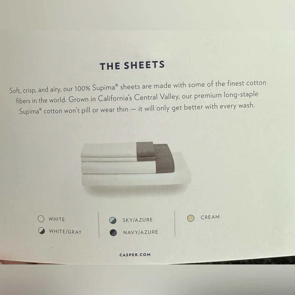 CASPER THE SHEETS 💯 SUPIMA QUEEN SIZE FLAT SHEET ONLY WHITE /WASHED DRIED ONLY